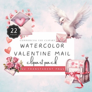 Valentine Mail Clipart Mail Box Clipart Dove Delivering Love Letter Giftboxes Hearts Roses in Envelopes PNG Image | UC107