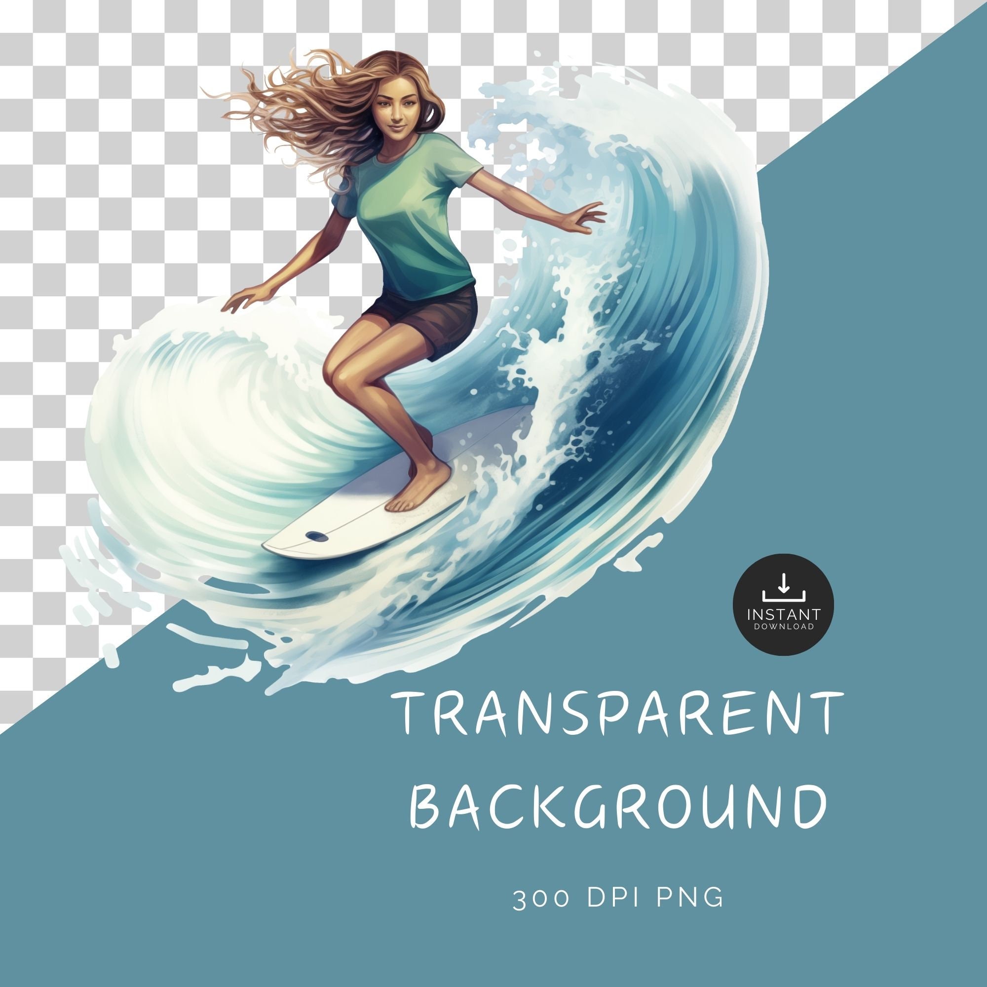 Surf Board Girl Clipart Watercolor Wave Illustration Perfect For surf-board-girl-clipart-watercolor-wave-illustration-perfect-for