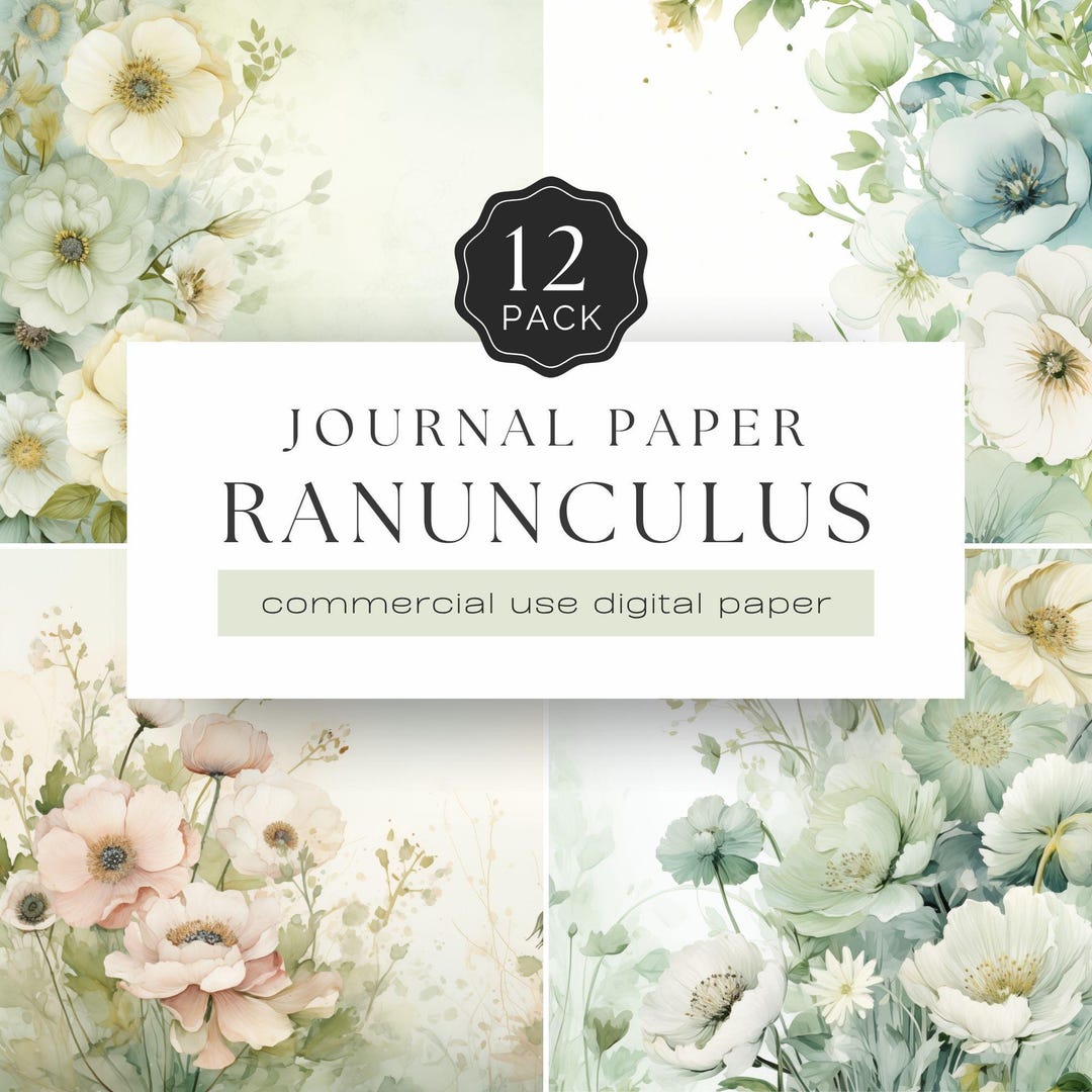 Ranunculus Digital Journal Paper Pack – Pastel Floral Textures With ...