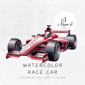 Race Car Watercolor Clipart Red Speed Devil Racer PNG Formule Driver for Race Party Theme Invite or Commercial Use | UC008