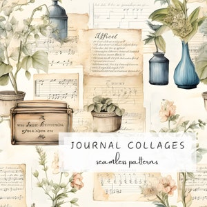 Creative Journal Collage Seamless Pattern Paper in JPG Watercolor ...