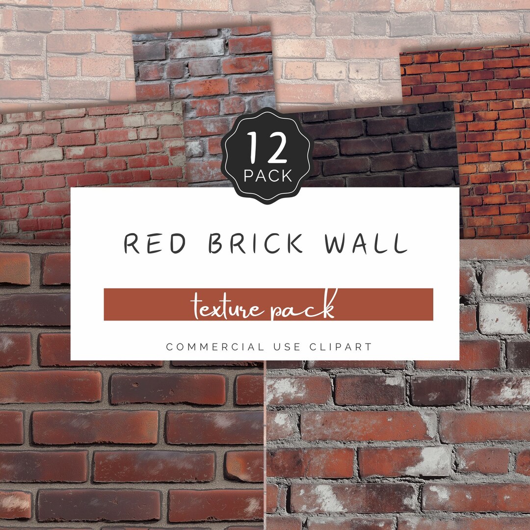Red Brick Wall Texture, Digital Paper Pack of 12, Cottagecore European ...