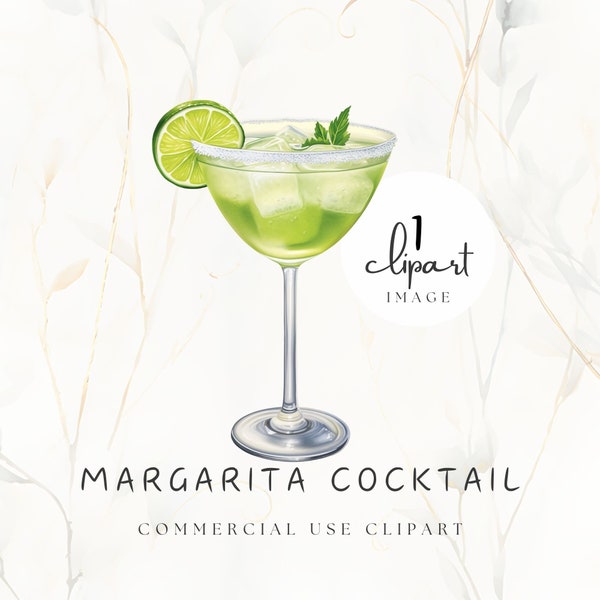 Margarita Clipart for Commercial Use, Lime Cocktail Glass PNG, for POD Trend, Sublimate or Decorate Menu Guids and Folders | UC005
