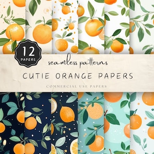 Oranges Papier, nahtlos Zitrusfrüchte, Digitaler Hintergrund jpg, Dunkelblau, Punkte, Grün, Druck auf Papier & Stoff, Kommerzielle Nutzung | UC301