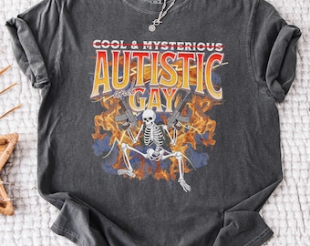Autisme T-shirt Comfort Colors® Autisme skelet T-shirt, grappige Tism Meme Autisme Acceptatie Cool en mysterieus Autistisch en homoseksueel autisme cadeau
