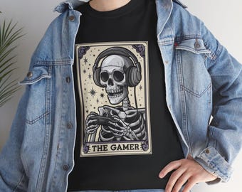 Tarot Card Shirt, Tarot Tshirt, Skull Shirt, Tarot Card Tee, Funny Tarot Card, Tarot Card The Gamer Graphic Vintage Video Games Skeleton