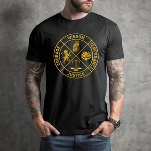 Stoic T-Shirt: Stoic Virtues Wisdom, Temperance, Justice & Courage - Unisex Stoicism Shirt Gift for Men  Women