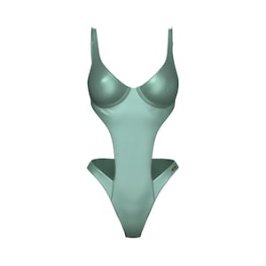 Barbados One-Piece Swimsuit – Green Metallic | Sculpting Fit | Adjustable Straps | Luxury Resort Swimwear
