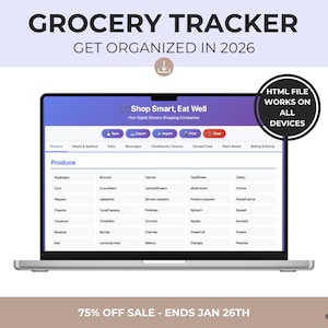 Planificateur de repas numérique | Liste de courses, utilisation hors ligne (PDF)