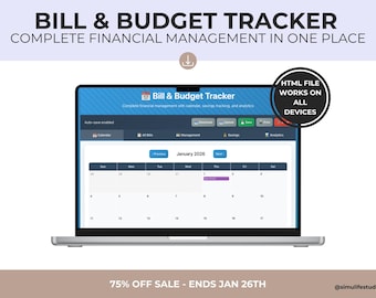Digitale rekeningkalender | HTML budgetplanner | Organisator factuur betalingsherinnering