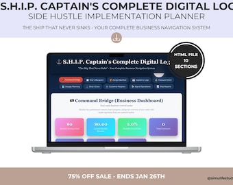 Side Hustle-implementatieplanner | Digitale planner | Werkt op telefoon en computer | Zakelijk dashboard | Tool voor ondernemers