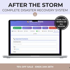 After the Storm Disaster Recovery Planner | Emergency Prep Digital Tracker | Insurance Claims HTML
