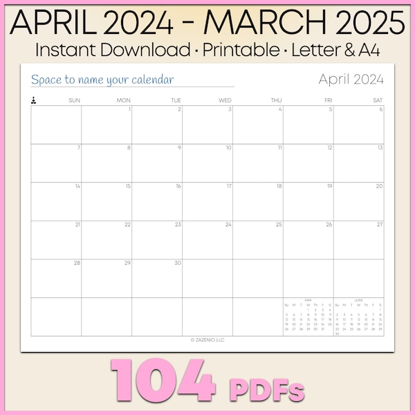 April May 2024 Calendar - Etsy