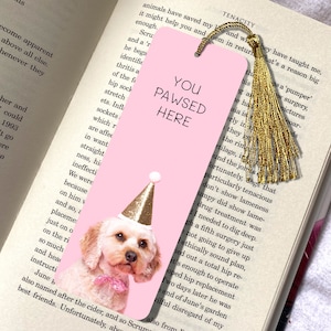 Cavapoo Dog Birthday Bookmark Pink