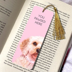 Cavapoo Dog Face Bookmark Pink