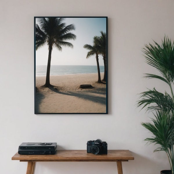 An Bang Beach Print Palm Trees Printable Wall Art Analog Camera Photo Expired Film Art Tropical House Decor Warm Cinematic Aesthetic