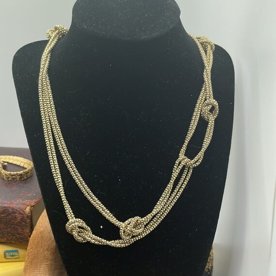 Gold Toned Nugget Link Textured Chain Necklace + … - image 5