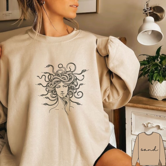 Medusa Sweatshirt Medusa Sweater Vintage Band Sweater Snake Sweatshirt Greek Mythology Greek Goddess Medusa Sweatshirt Greek Apparel Grunge Etsy