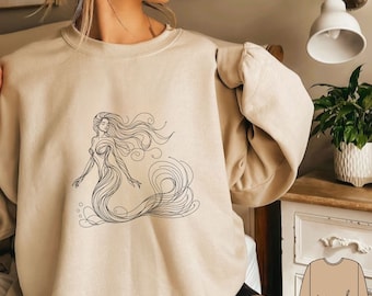 Vintage Mermaid Sweatshirt, Mermaid Sweater, Celestial Witch Shirt, Sea Goddess, Mystical Mermaid Siren Shirt, Witchy Clothing, Mermaidcore