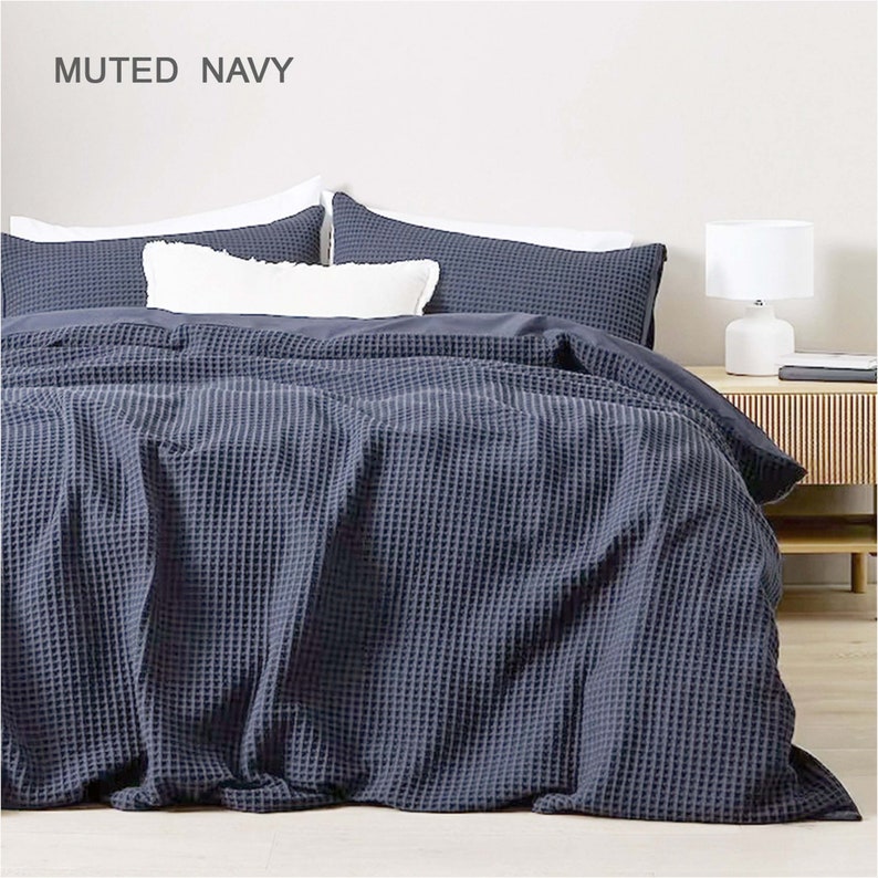 Flax Cotton Waffle Duvet Cover Set 100 Cotton Waffle Weave Etsy