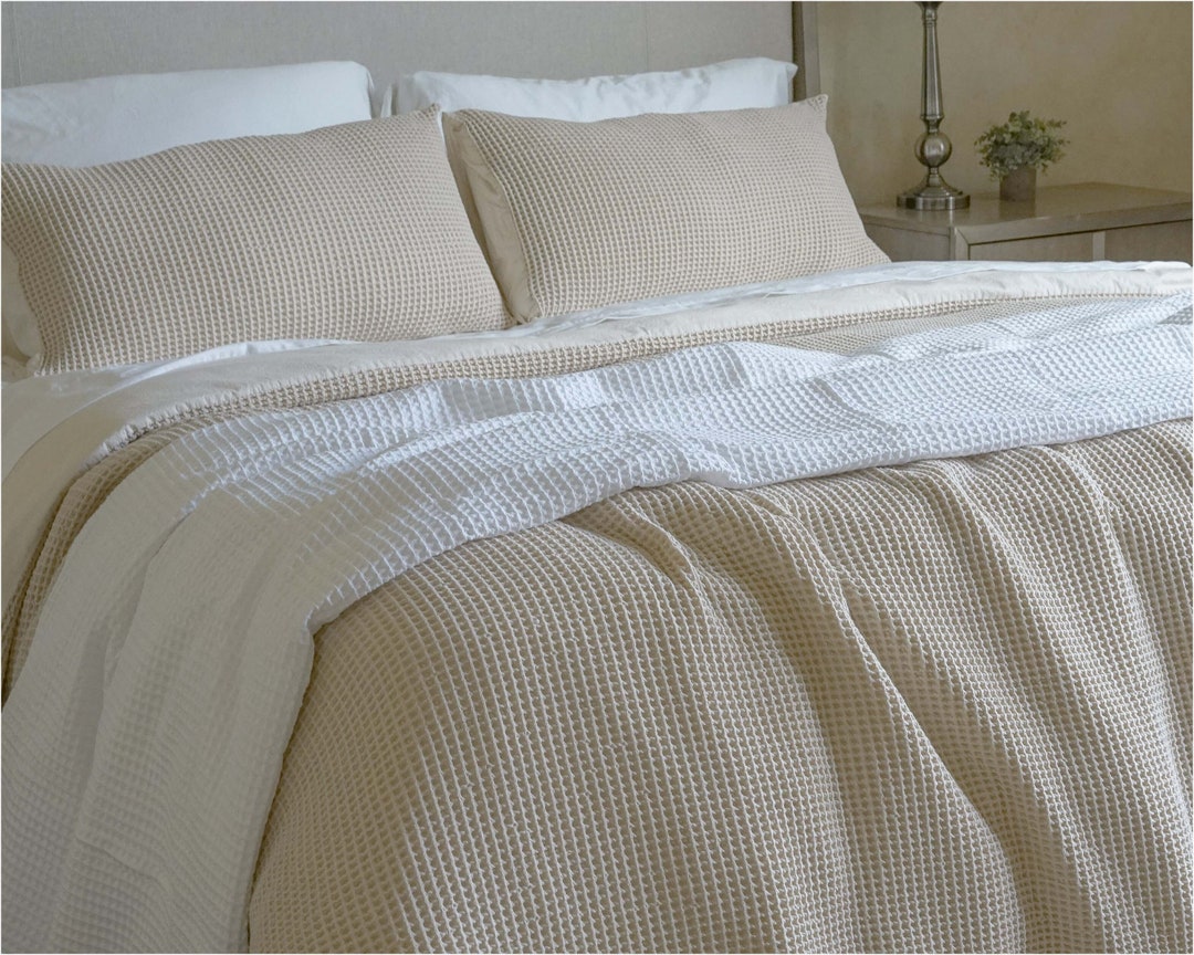 Flax Cotton Waffle Duvet Cover Set 100 Cotton Waffle Weave Etsy
