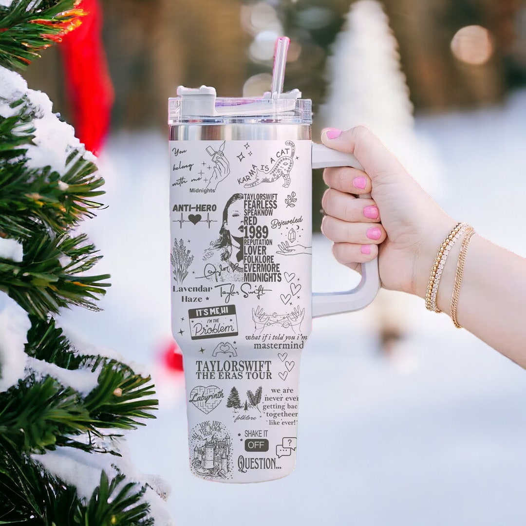 Taylor Swift Swiftie Full Wrap 40oz Tumbler With Handle & Straw, Custom