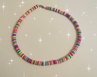 y2k handgemaakte trendy regenboogklei kralenketting