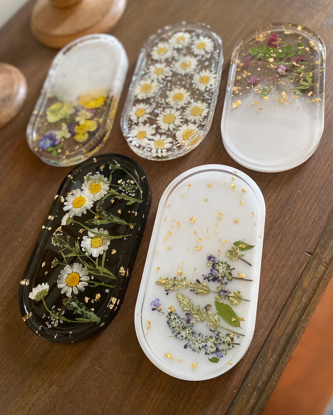 Handmade Resin Trinket Tray With Pressed Flowers - Etsy Canada