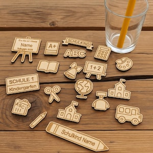 Decorazione da tavolo con file laser per iscrizione scolastica 18 motivi diversi fai da te inizio scuola file SVG DXF lrbn per decorazione laser e idea regalo