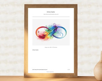 Infinity Feather Cross-Stitch PDF Pattern DMC Thread Colors Easy Infinity Aquarelle Arc-en-ciel