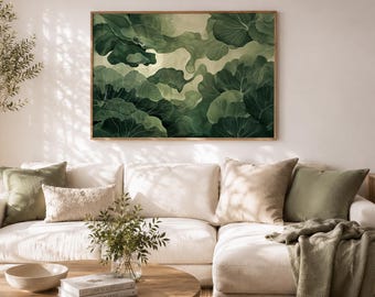 Sage Green Wabi Sabi Horizontal Wall Art – Japandi Poster (Unframed Print)