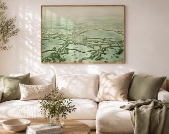 Minimal Japandi Wall Art Print – Sage Green Organic Coastal Poster