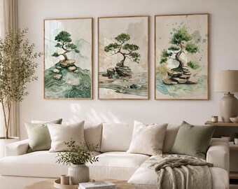 Bonsai Japandi Wall Art Set: Zen Garden Prints (Digital Download)