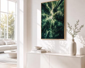 Deep Forest Japandi Wall Art – Sage Green Wabi Sabi Nature Poster, Minimalist Digital Print