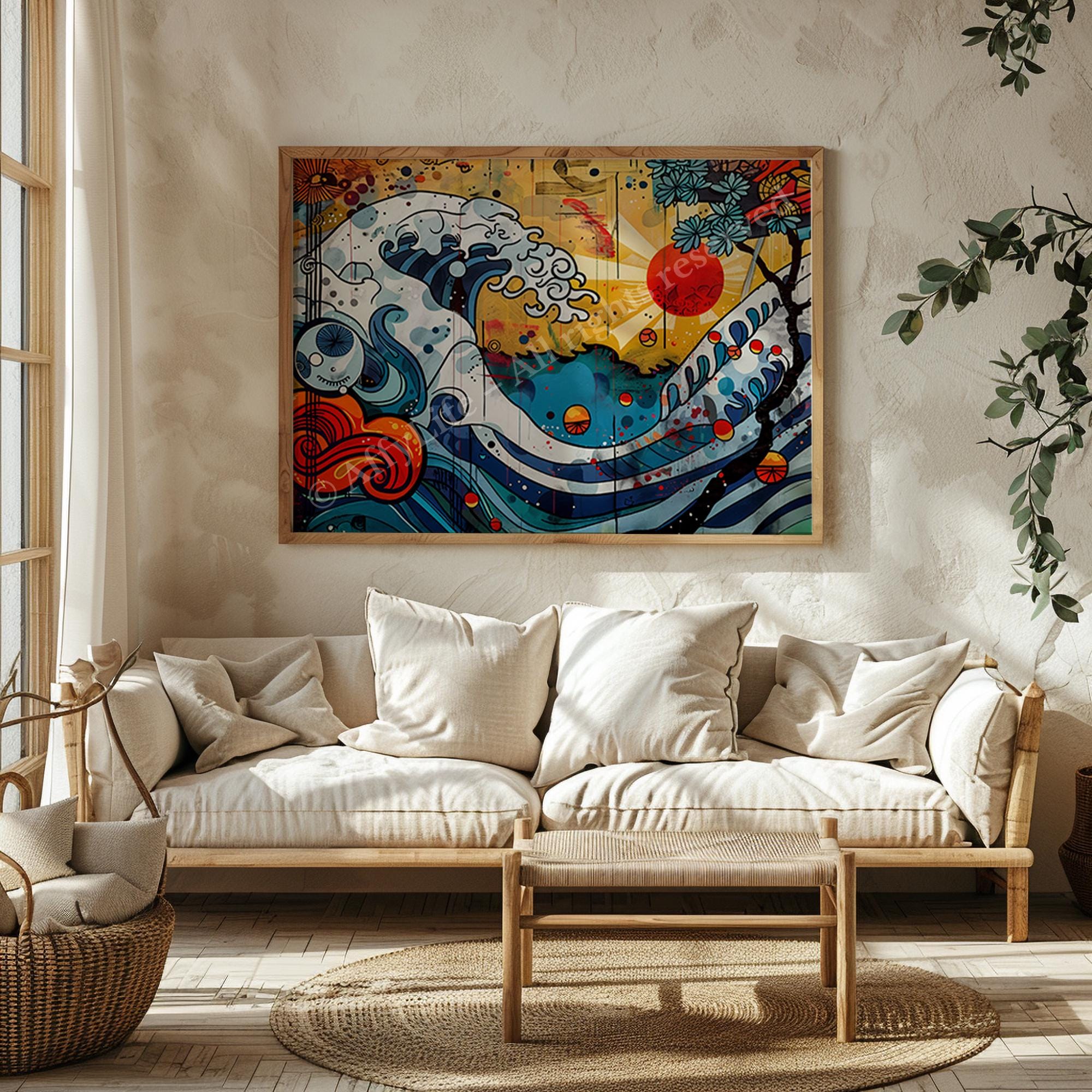 絵画 flk023757 Japanese Wave Art Print: Takashi Murakami Style, Japandi Decor