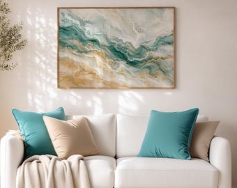Ocean Japandi Wall Art Print – Sage Green Coastal Abstract Poster