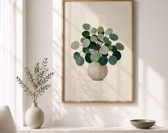 Botanical Wall Art – Abstract Japandi Sage Green Art