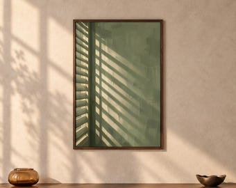 Sage Green Shutter Light Print, Japandi Wall Art, Minimalist Shadow Poster