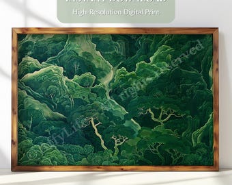 Sage Green Landscape Wall Art, Japandi Forest Printable, Horizontal Wabi Sabi Zen Decor + Free Vertical Bonus Print for Calm Interiors