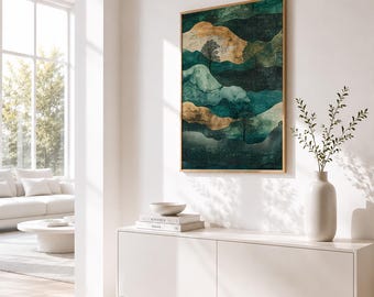 Sage Green Japandi Print – Minimalist Wabi Sabi Wall Art for Calm Modern Interiors