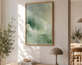 Sage Green Japandi Wall Art Print – Minimal Wabi Sabi Poster