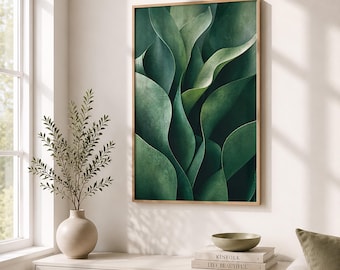Japandi Sage Green Botanical Leaves Art  – Minimalist Zen Decor, Digital Download