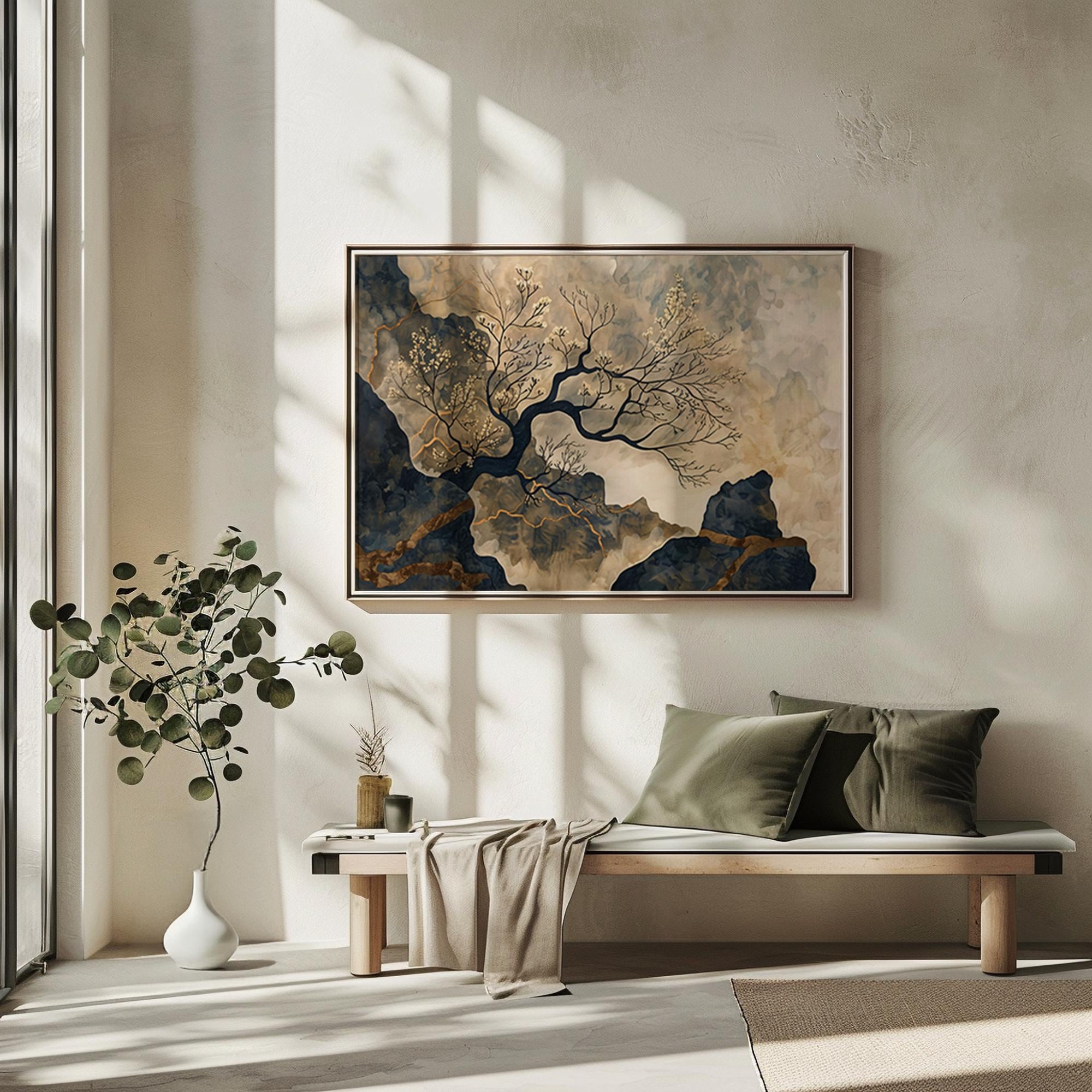 Earth Tone Japandi Wall Art – Minimalist Wabi Sabi Tree Branch Poster ...