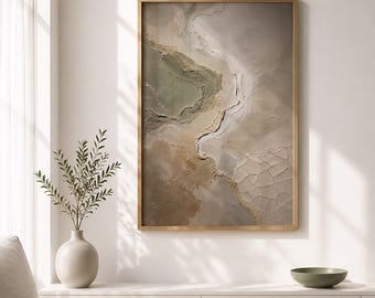 Abstract Wall Art, Japandi Wall Decor, Textured Neutral Landscape Painting