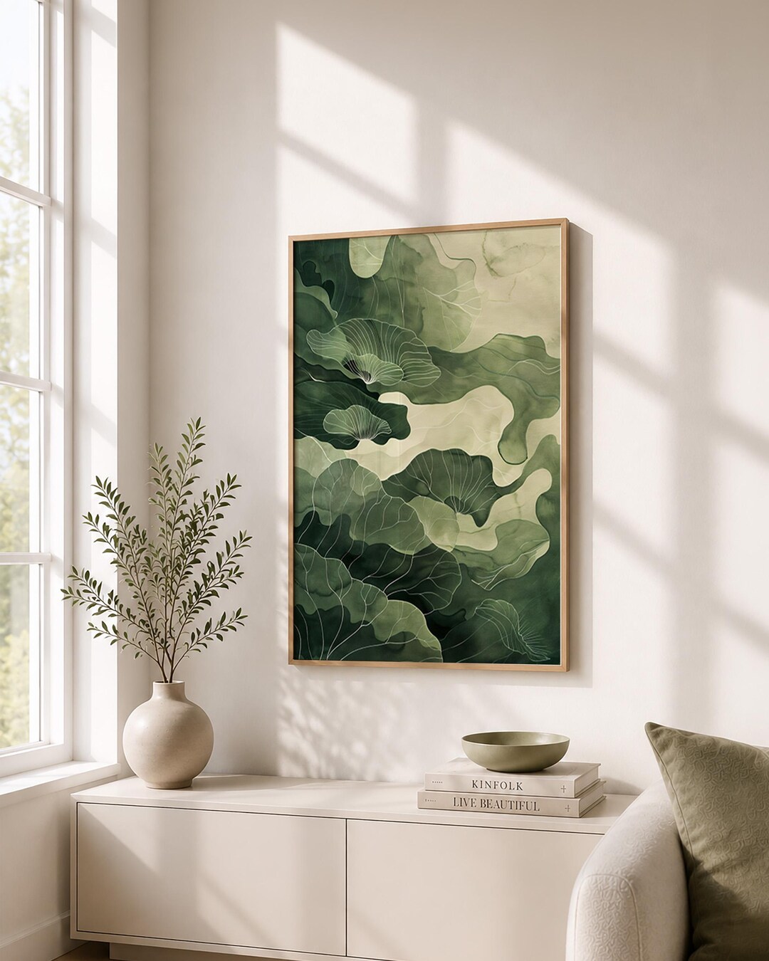 Sage Green Wabi Sabi Wall Art – Minimalist Zen Digital Print, Two Bonus ...