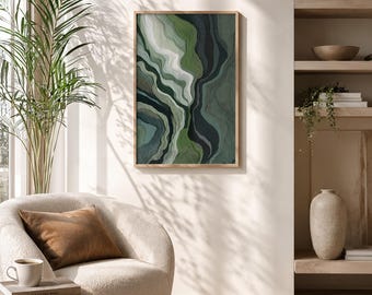 Abstract Japandi Wall Art – Sage Green Organic Print