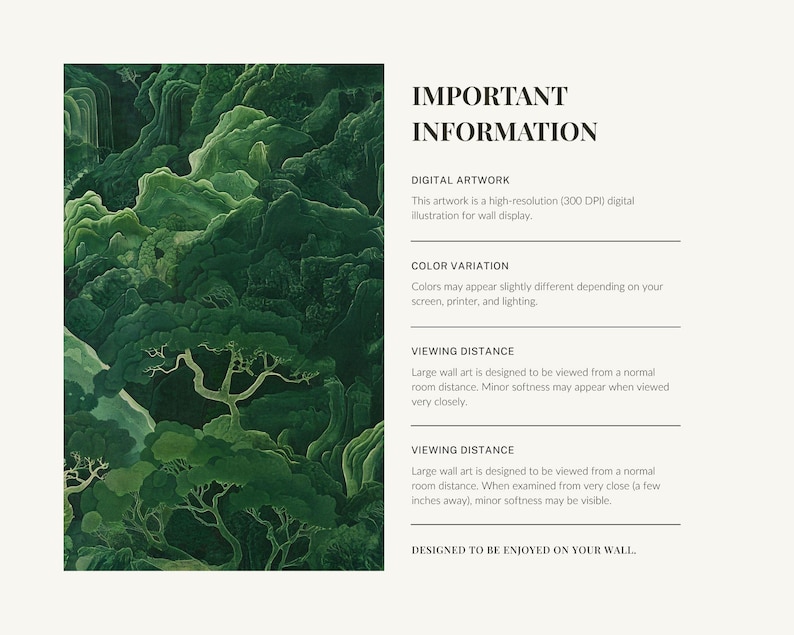 Sage Green Japandi Landscape Print – Minimalist Forest Wall Art (Horizontal Digital Download) image 3