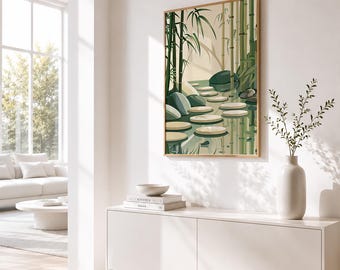 Japandi Bamboo Wall Art – Wabi Sabi Zen Inspired Minimalist Poster (Digital Download)