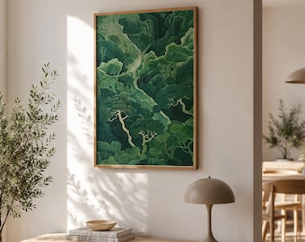 Sage Green Forest Print – Japandi Wabi-Sabi Digital Wall Art