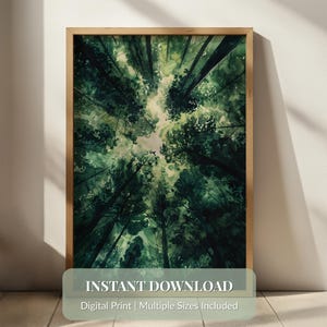 Deep Forest Japandi Wall Art, Sage Green Zen Decor, Wabi Sabi Abstract Nature Print, Minimalist Tree Texture Poster, Calm Digital Artwork